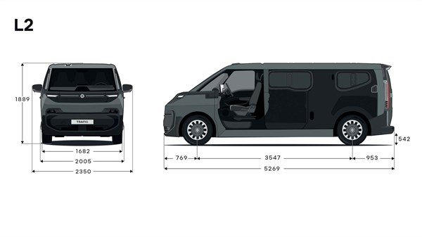 new Renault Trafic Van E-Tech electric - dimensions diagram
